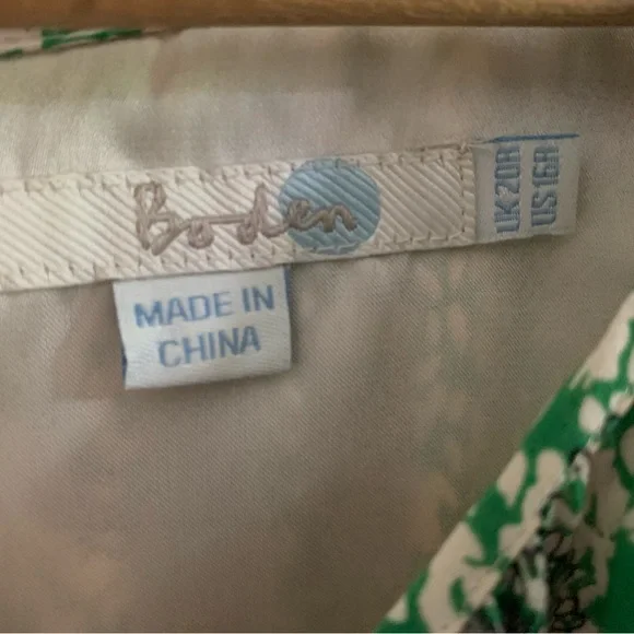 Boden Long Sleeved Dress 16 Selina Kelly Green Floral Knee Length - Picture 12 of 13